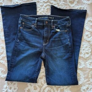 American Eagle Outfitters Women's Dark Blue Straight Leg Jeans